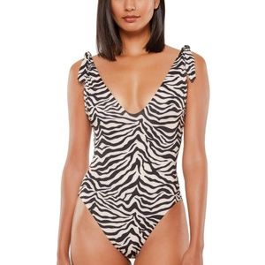 Anthropologie Zebra Sanctuary Scoop-Neck One-Piece Swimsuit Size M
